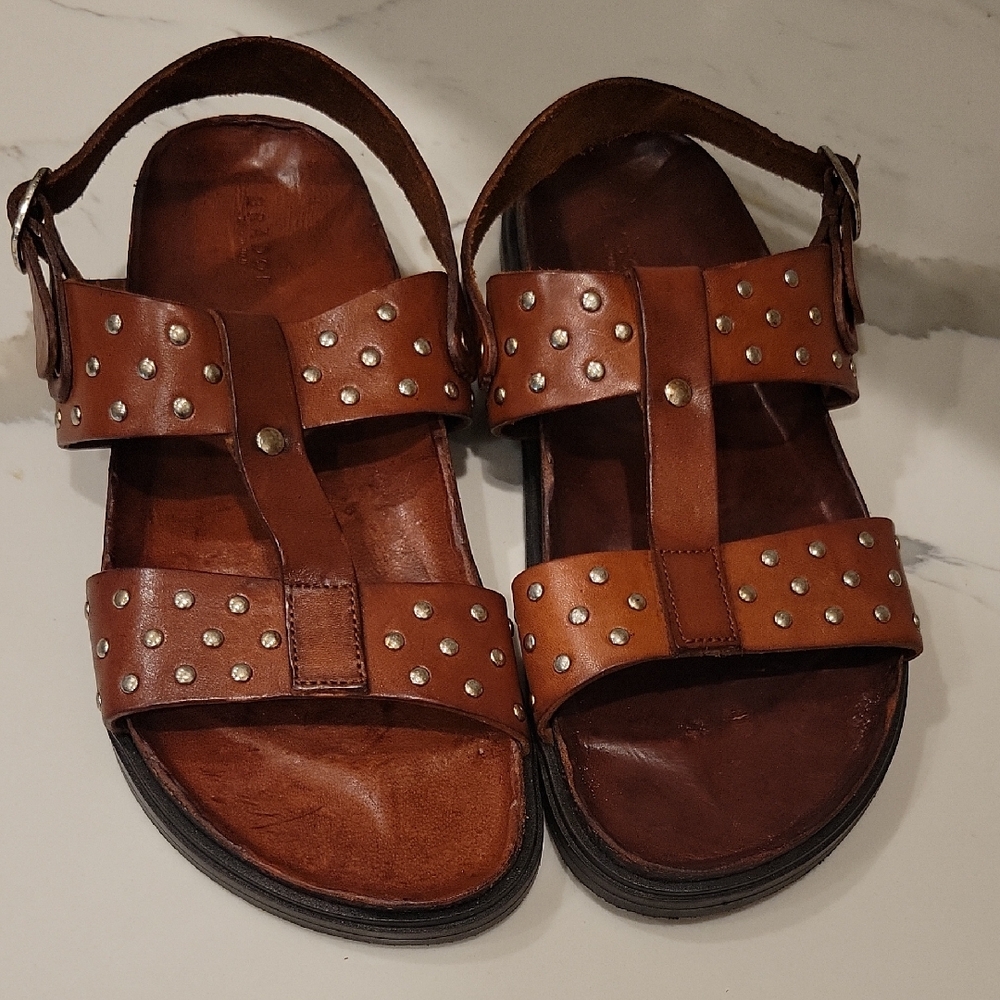 BRANDO LEATHER BROWN SANDALS NEW